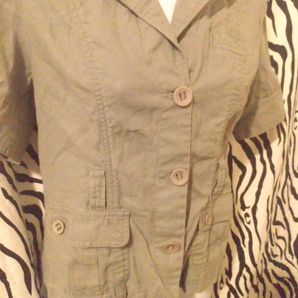 SALE! Early 2000s Aero short sleeve green/khaki button up blazer - Picture 3 of 6